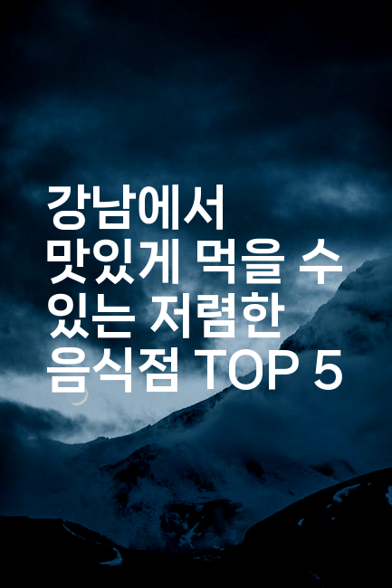 강남에서 맛있게 먹을 수 있는 저렴한 음식점 TOP 5
-맛닥