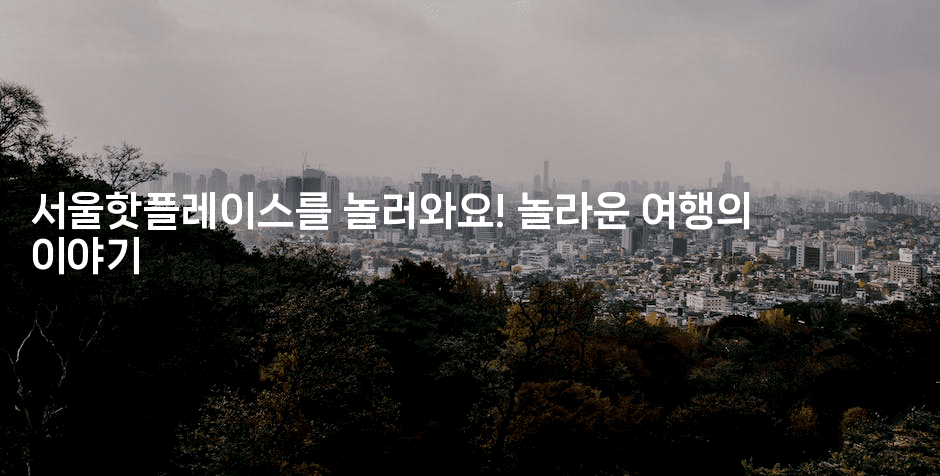 서울핫플레이스를 놀러와요! 놀라운 여행의 이야기-맛닥